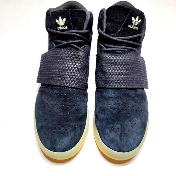 Adidas Tubular Invader High Top Black Strap Suede Sneakers Men's Size 9 - Picture 2 of 12